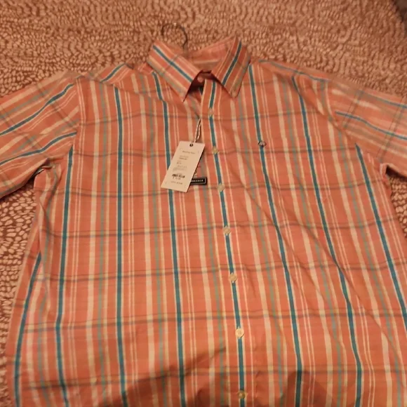 The Southern Shirt Company Peach Blue Plaid Casual Button Down - Picture 1 of 4